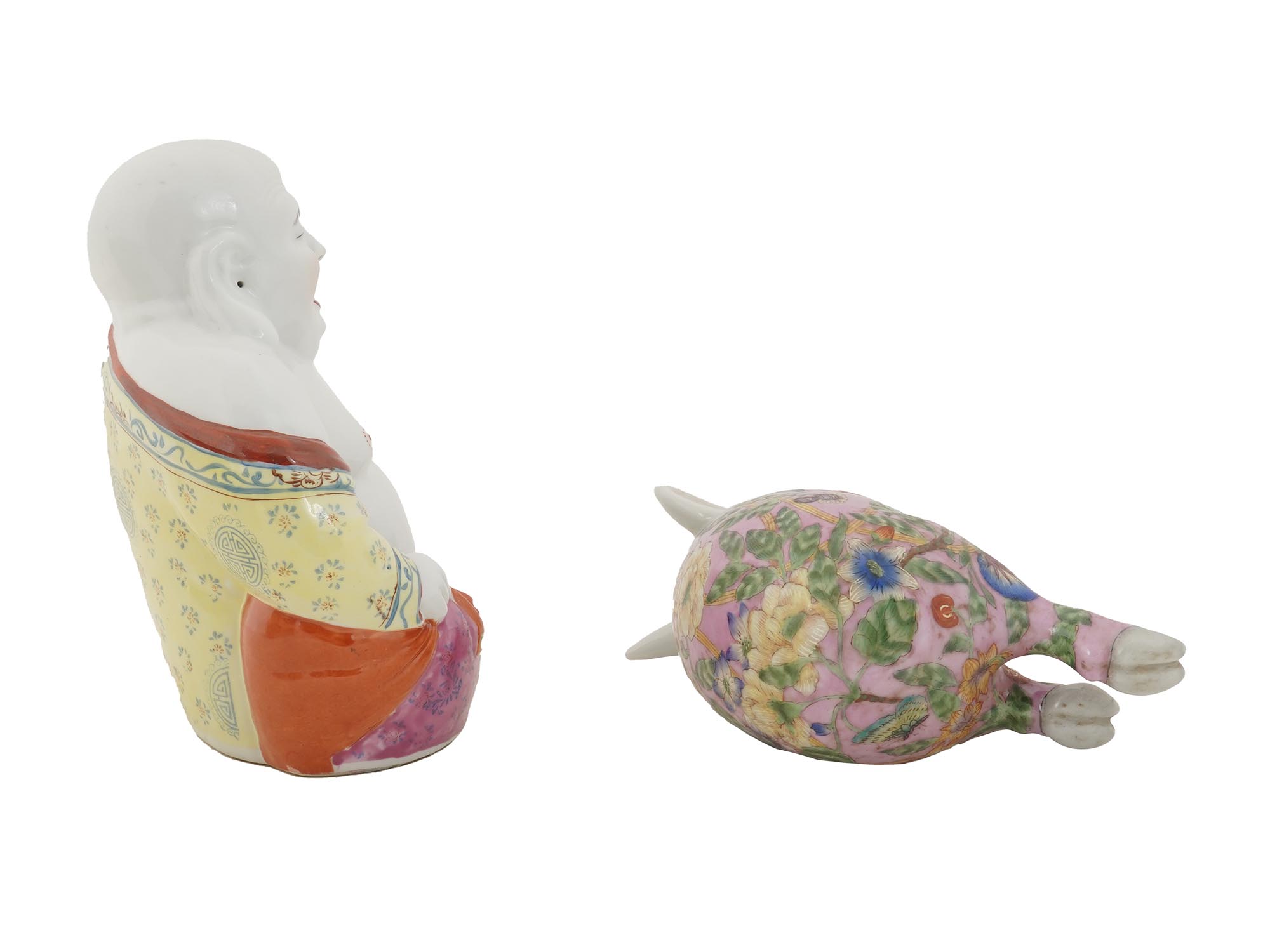 VINTAGE ASIAN PORCELAIN BUDDHA AND PIG FIGURINES PIC-3